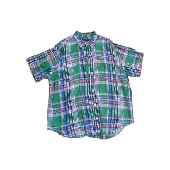 Ralph Lauren Other - Ralph Lauren Shirt 3XB Big Plaid Short Sleeve Classic Fit Linen Preppy